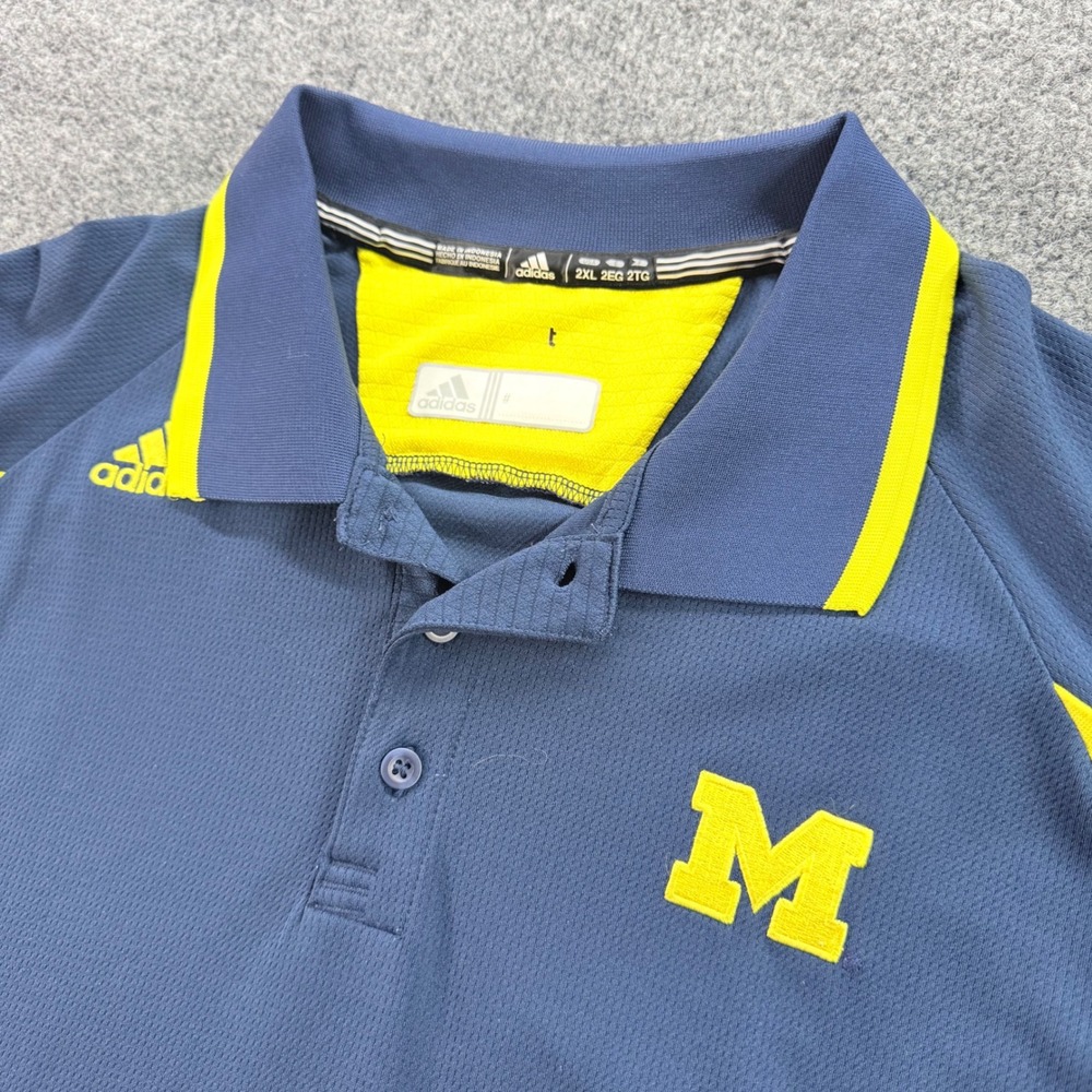 Adidas Michigan Wolverines Polo‎ Shirt NCAA Sideline Navy Blue 2XL Mens Golf Top